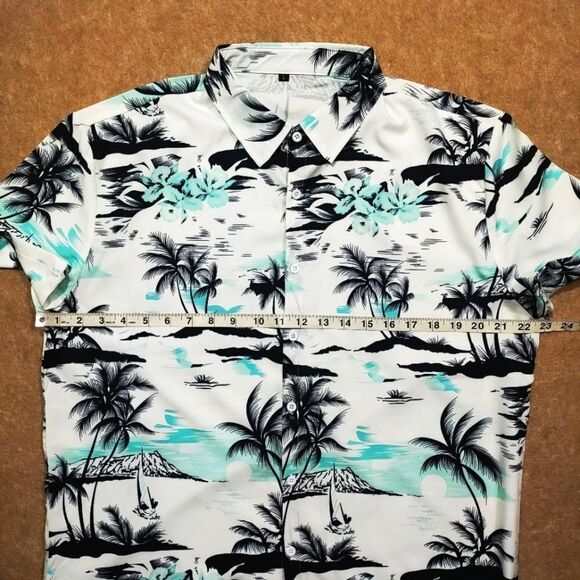 Vacation Palm Short Sleeve Button Up Shirt Mens Large #1 - Picture 4 of 6